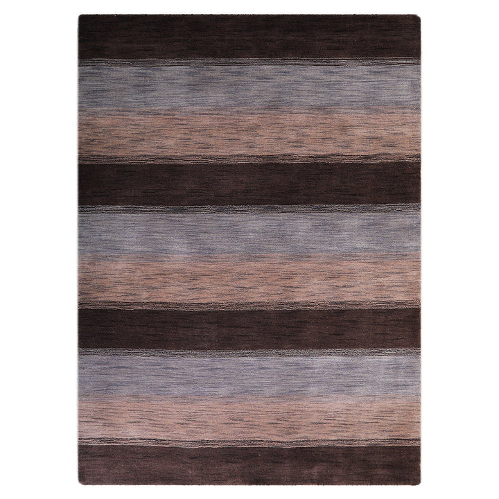 Hand Knotted Wool Area Rug Contemporary Brown Beige L00206