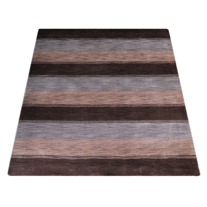 Hand Knotted Wool Area Rug Contemporary Brown Beige L00206