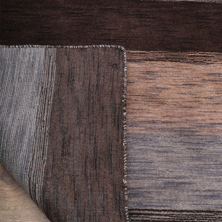 Hand Knotted Wool Area Rug Contemporary Brown Beige L00206