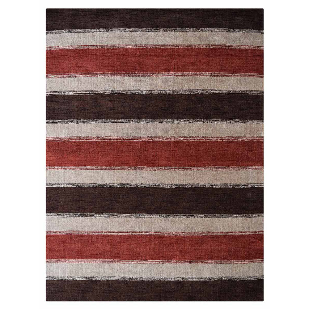 Hand Knotted Wool Area Rug Contemporary Brown Beige L00207