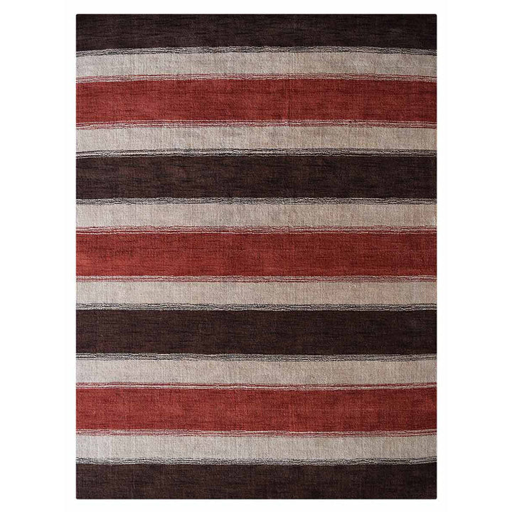 Hand Knotted Wool Area Rug Contemporary Brown Beige L00207
