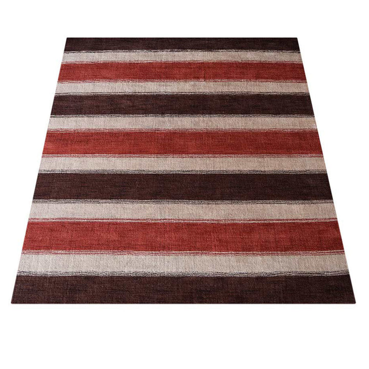 Hand Knotted Wool Area Rug Contemporary Brown Beige L00207