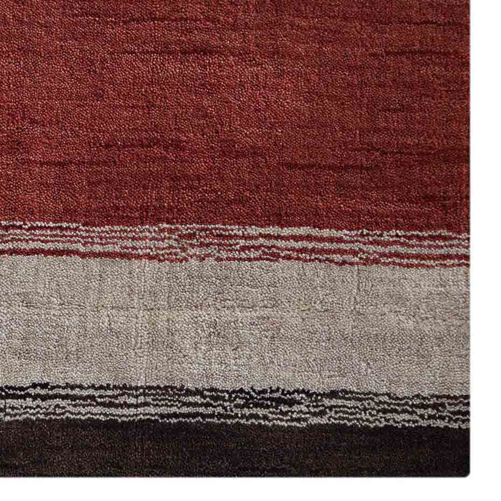 Hand Knotted Wool Area Rug Contemporary Brown Beige L00207