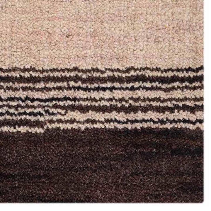 Hand Knotted Wool Area Rug Contemporary Brown Beige L00207