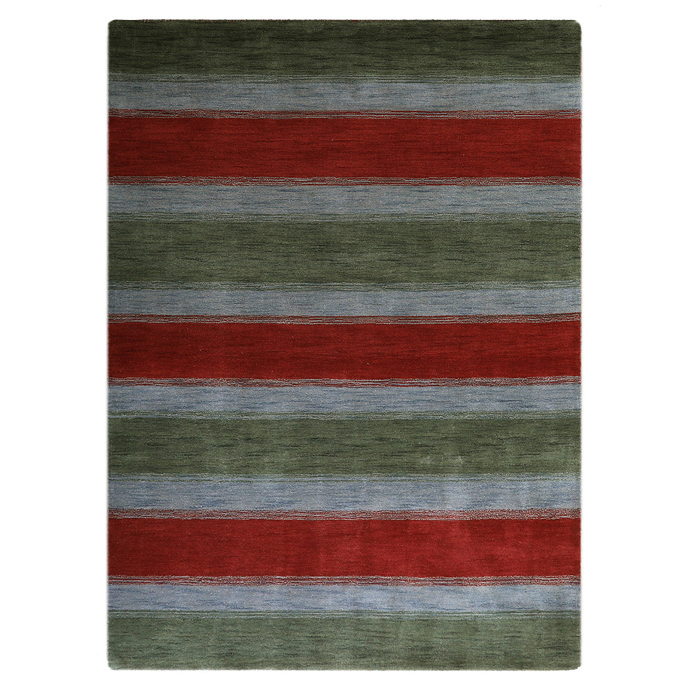 Hand Knotted Wool Area Rug Contemporary Green Blue L00214