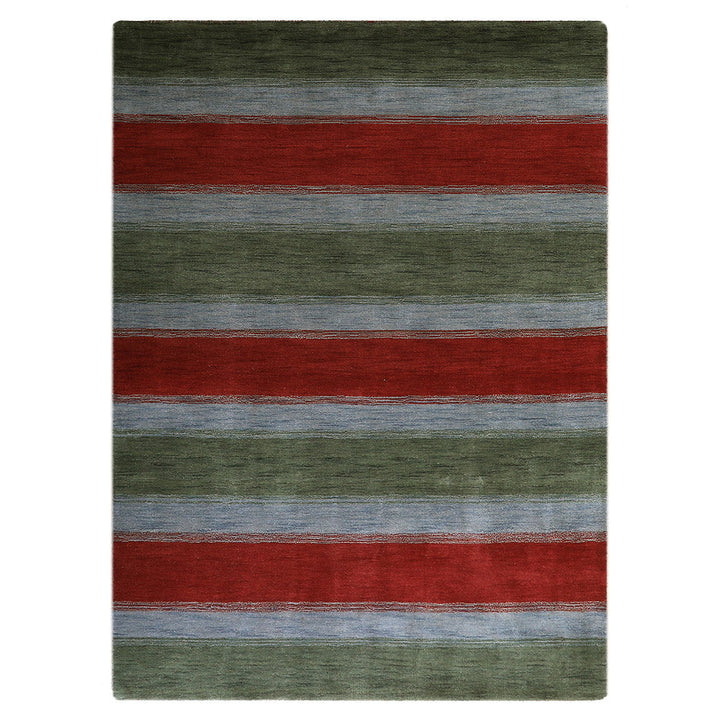 Hand Knotted Wool Area Rug Contemporary Green Blue L00214