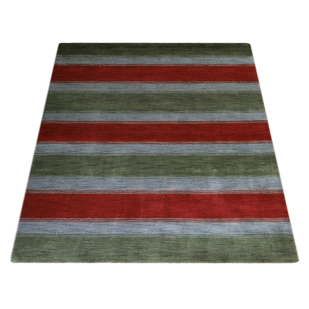 Hand Knotted Wool Area Rug Contemporary Green Blue L00214