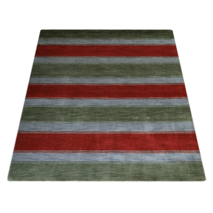 Hand Knotted Wool Area Rug Contemporary Green Blue L00214