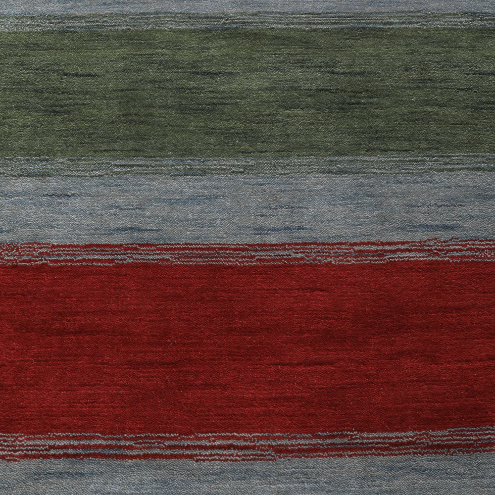 Hand Knotted Wool Area Rug Contemporary Green Blue L00214