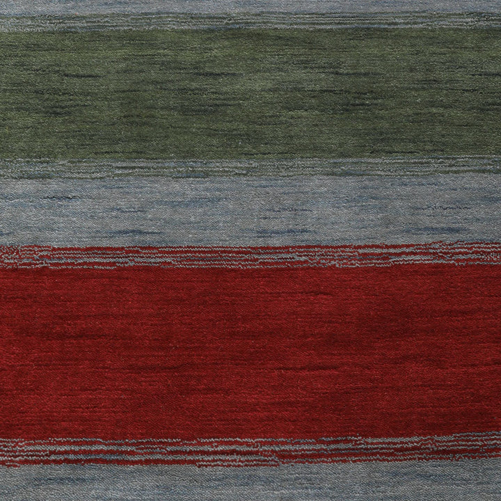 Hand Knotted Wool Area Rug Contemporary Green Blue L00214