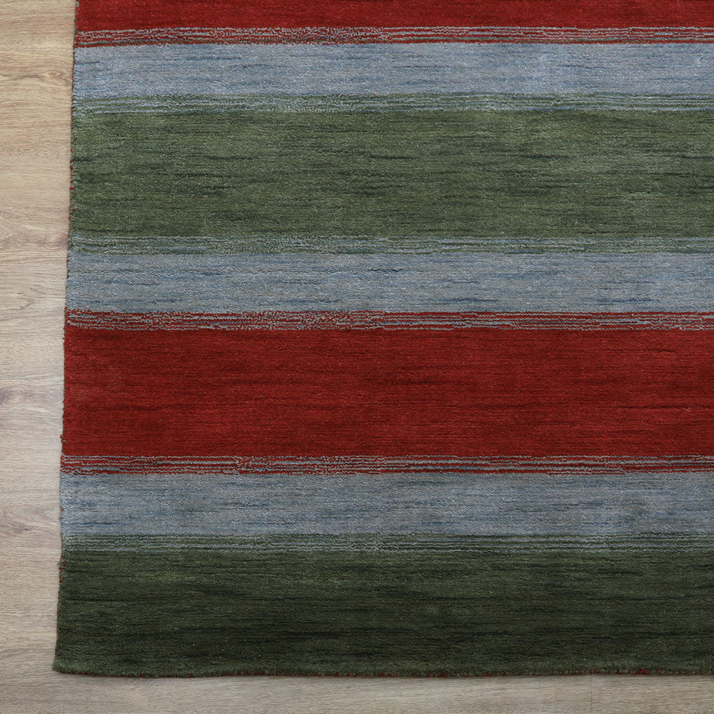 Hand Knotted Wool Area Rug Contemporary Green Blue L00214