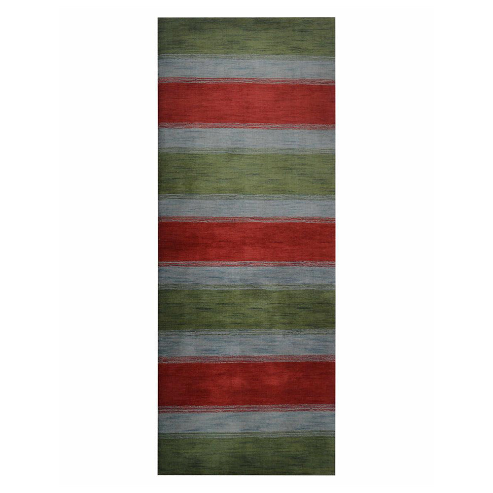 Hand Knotted Wool Area Rug Contemporary Green Blue L00214