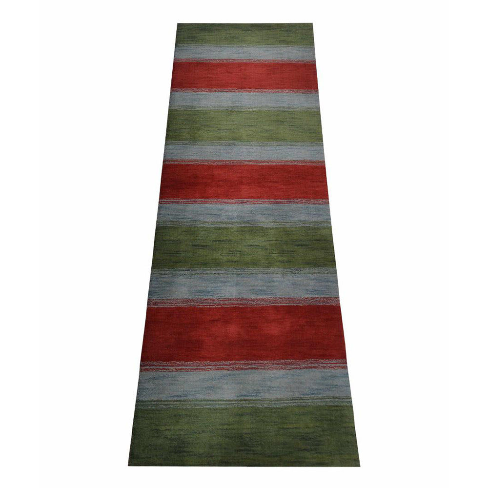 Hand Knotted Wool Area Rug Contemporary Green Blue L00214