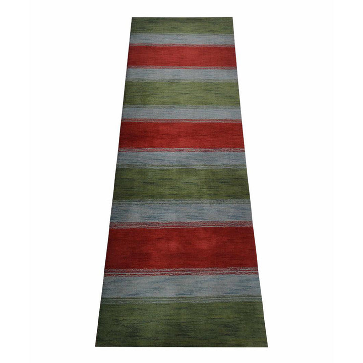 Hand Knotted Wool Area Rug Contemporary Green Blue L00214