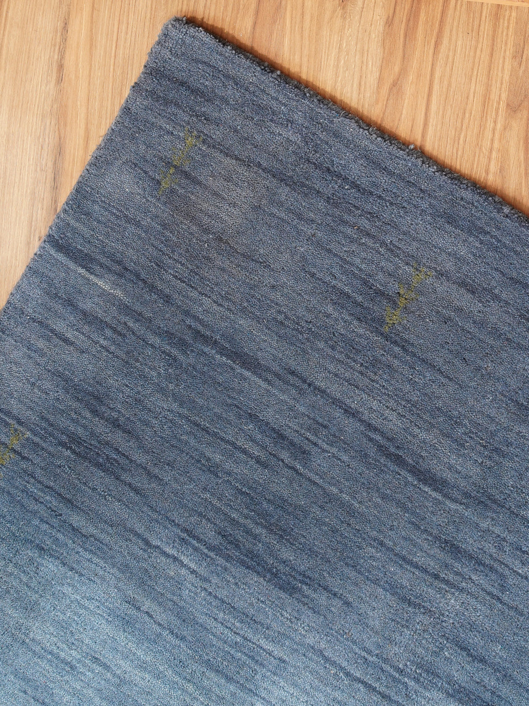 Hand Knotted Wool  Area Rug Contemporary Blue L00226
