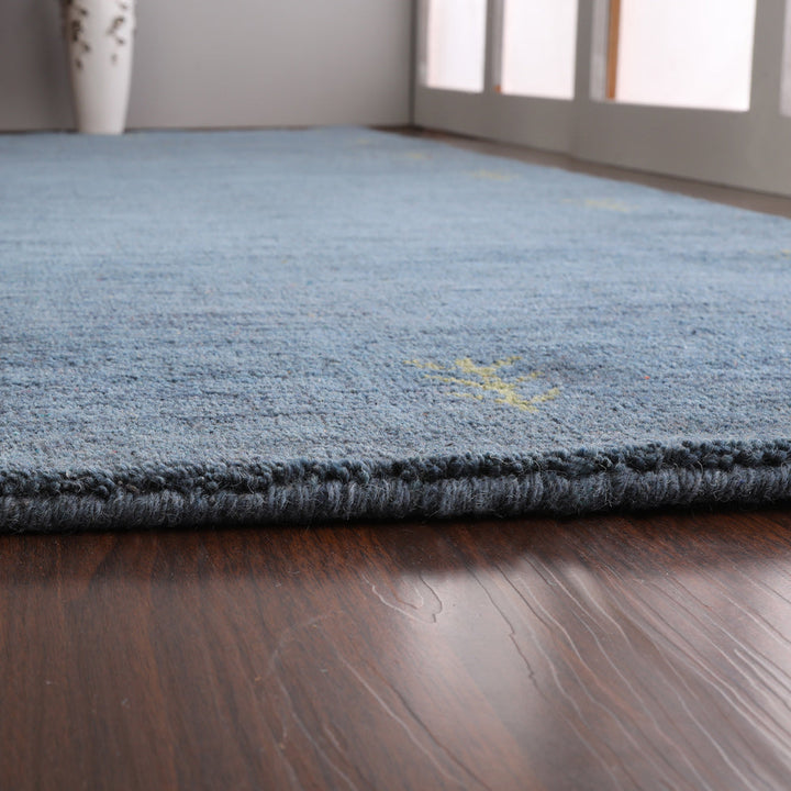 Hand Knotted Wool  Area Rug Contemporary Blue L00226
