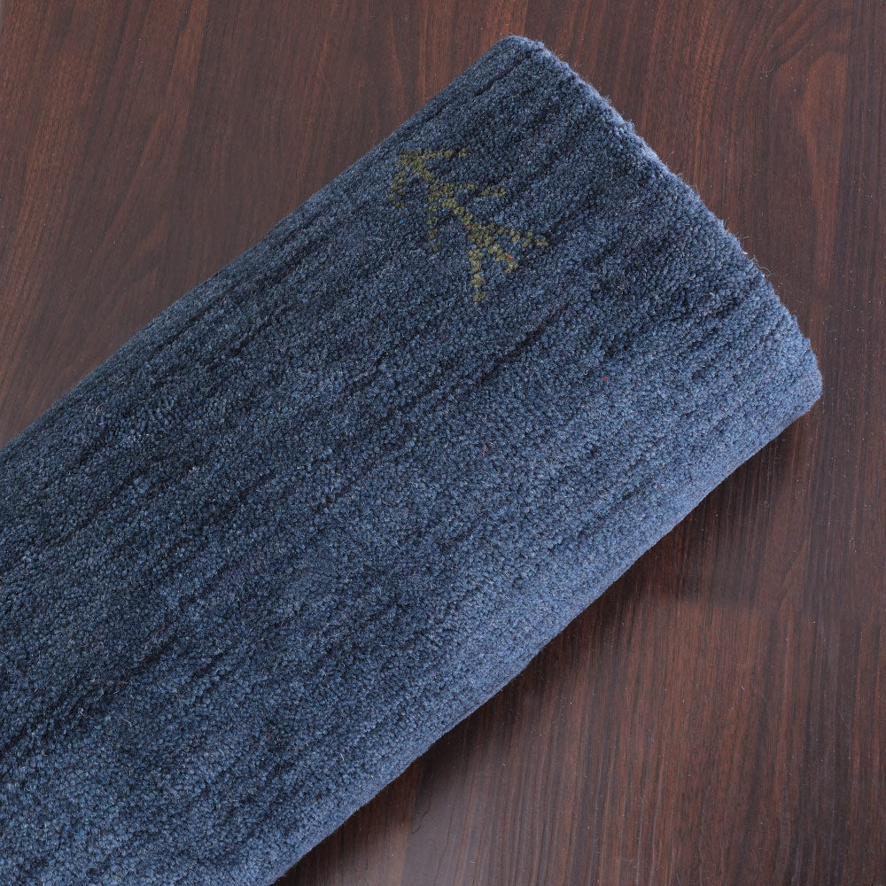 Hand Knotted Wool  Area Rug Contemporary Blue L00226