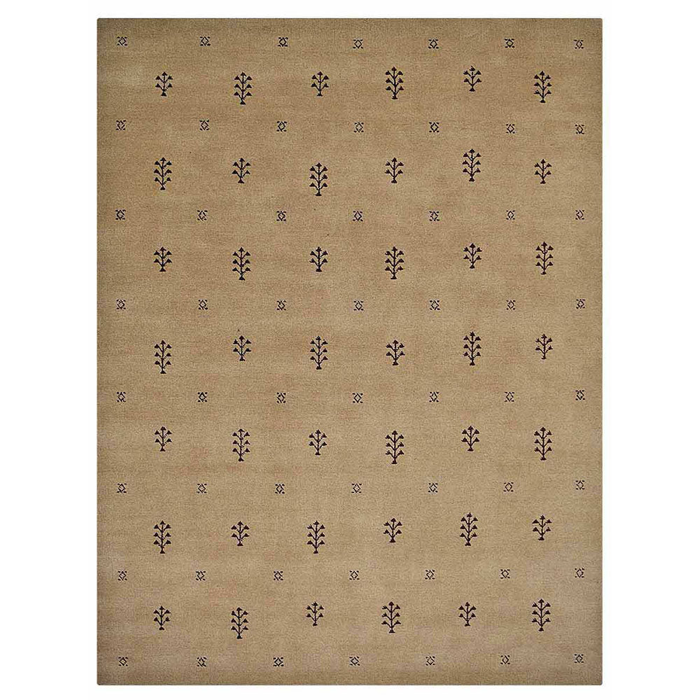 Hand-Knotted Wool Contemporary Rug – Minimal Motif Design