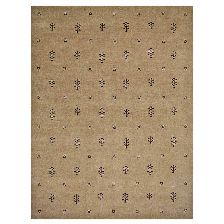 Hand-Knotted Wool Contemporary Rug – Minimal Motif Design