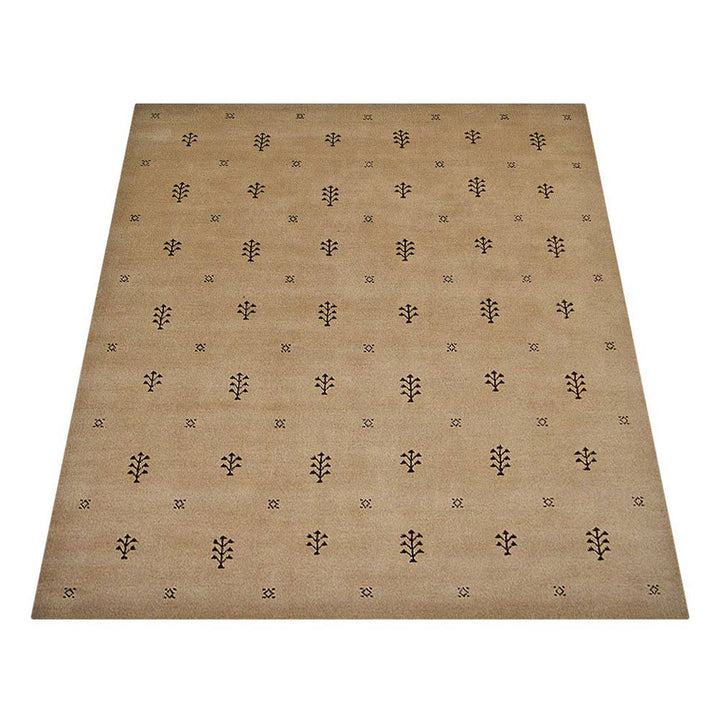 Hand-Knotted Wool Contemporary Rug – Minimal Motif Design