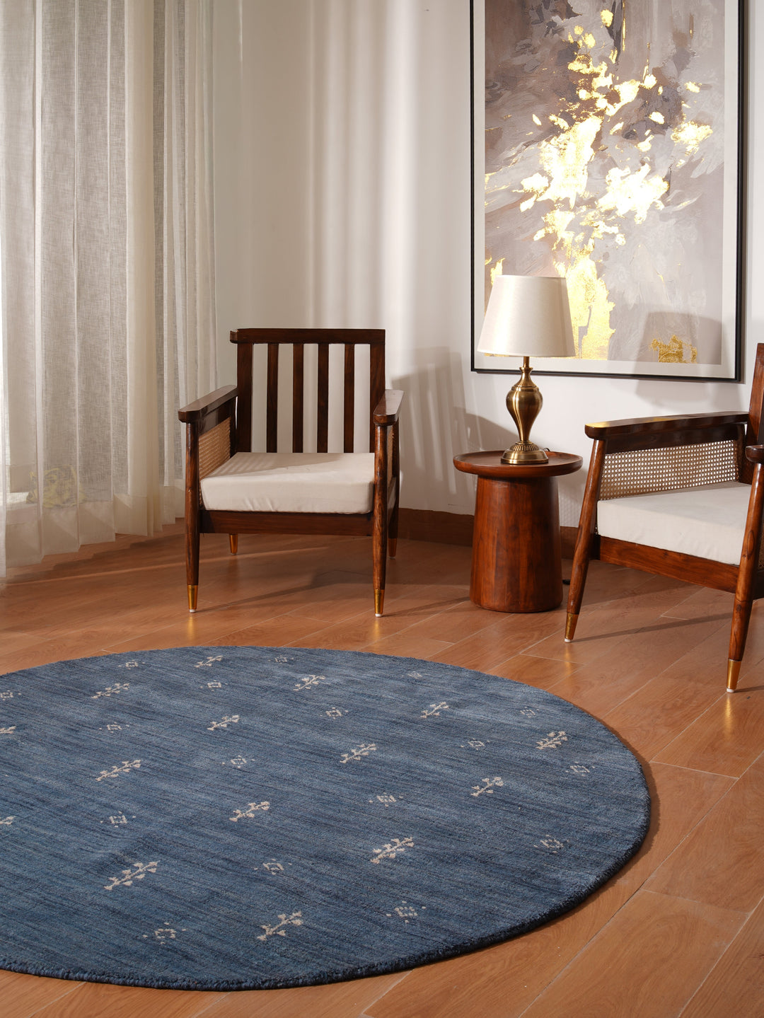 Hand-Knotted Wool Contemporary Rug – Minimal Motif Design
