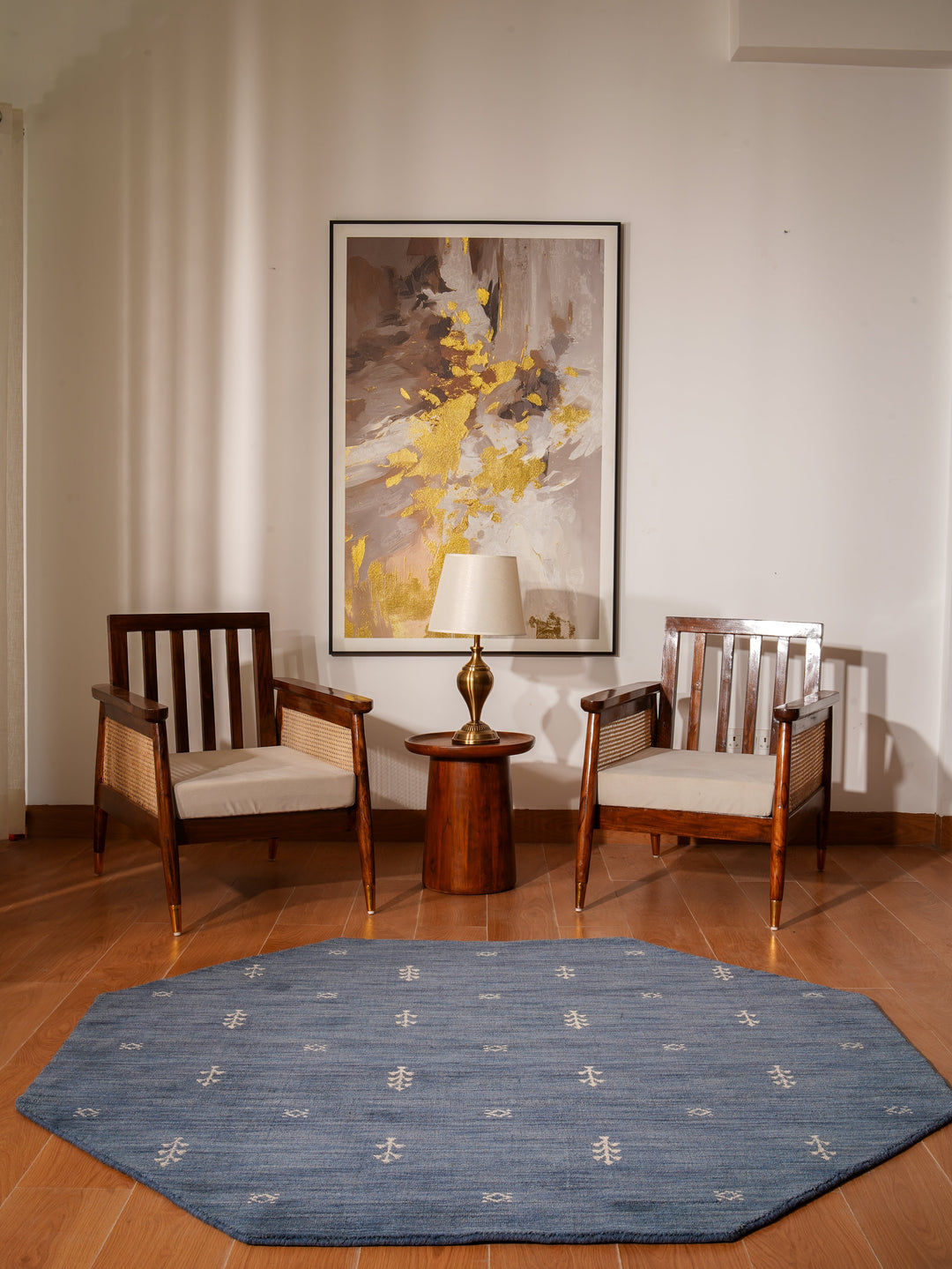 Hand-Knotted Wool Contemporary Rug – Minimal Motif Design