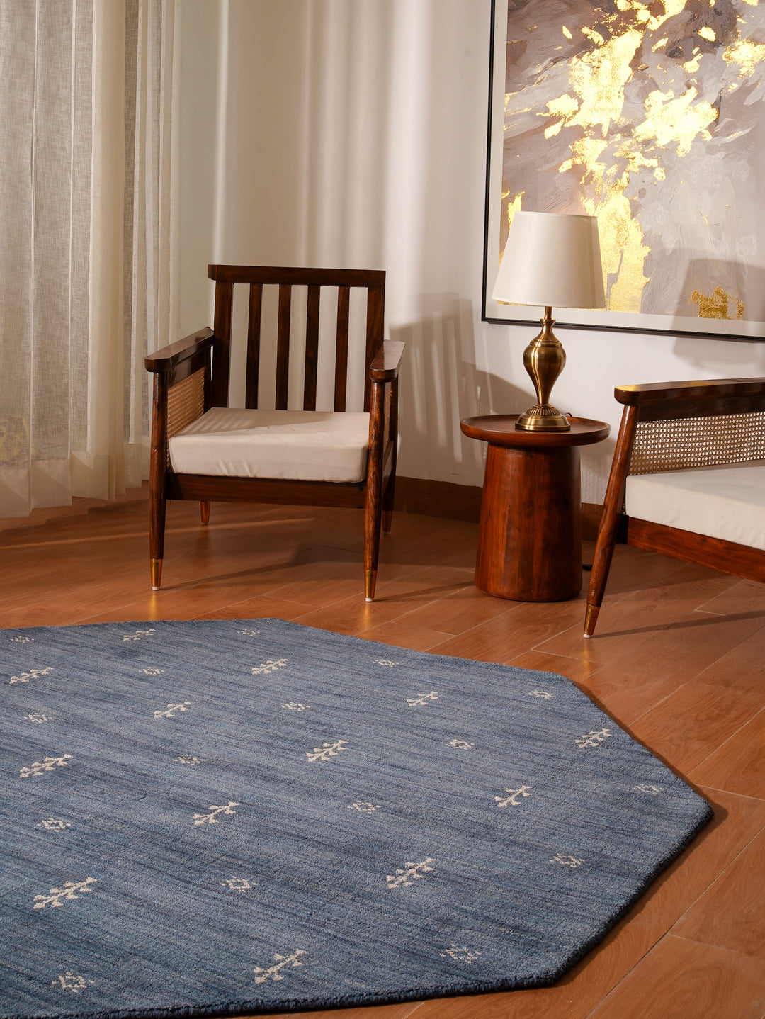Hand-Knotted Wool Contemporary Rug – Minimal Motif Design