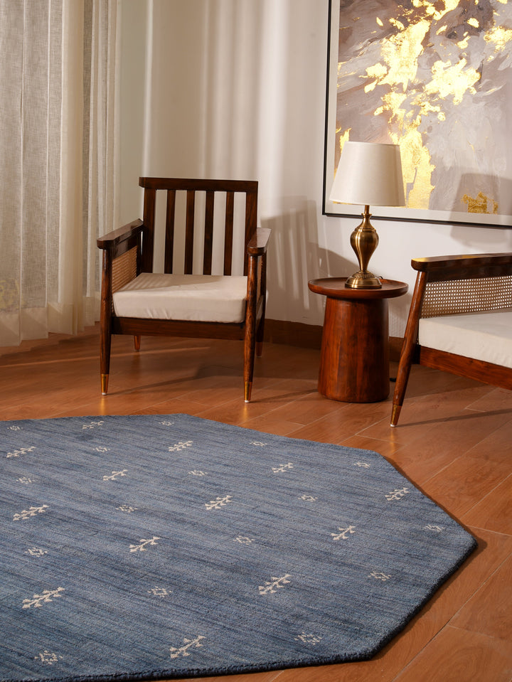 Hand-Knotted Wool Contemporary Rug – Minimal Motif Design