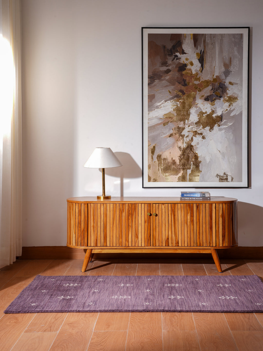 Hand-Knotted Wool Contemporary Rug – Minimal Motif Design