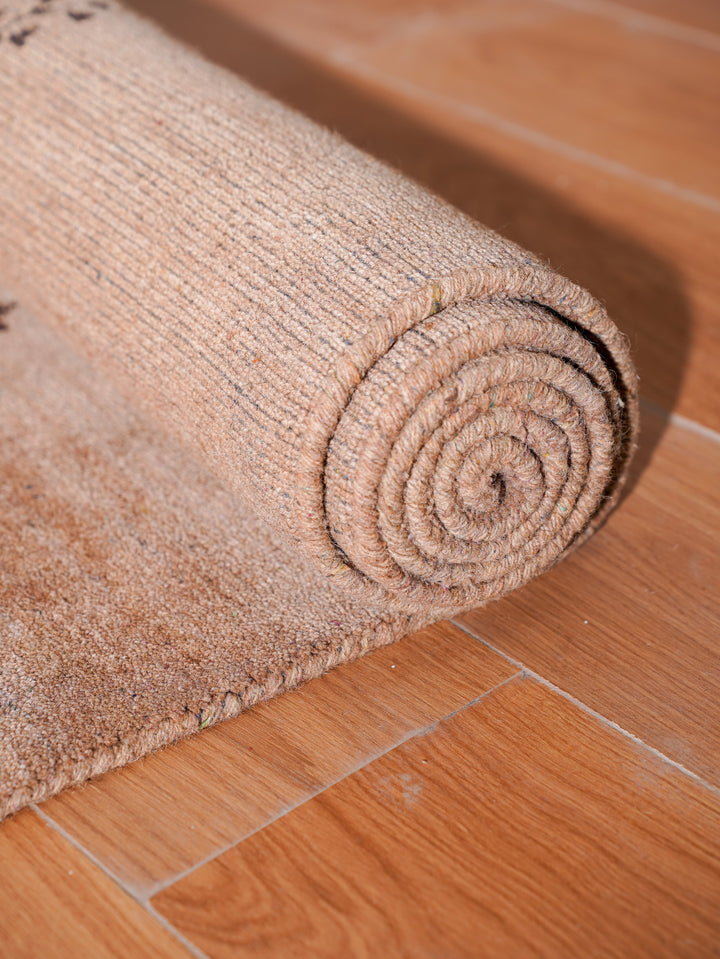 Hand-Knotted Wool Contemporary Rug – Minimal Motif Design