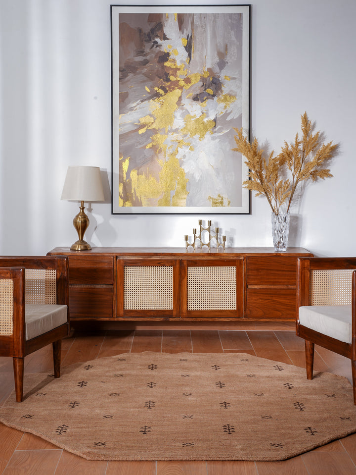 Hand-Knotted Wool Contemporary Rug – Minimal Motif Design