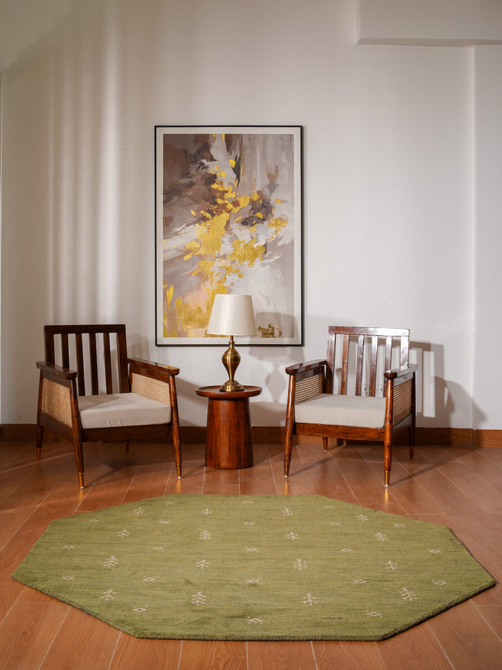 Hand-Knotted Wool Contemporary Rug – Minimal Motif Design