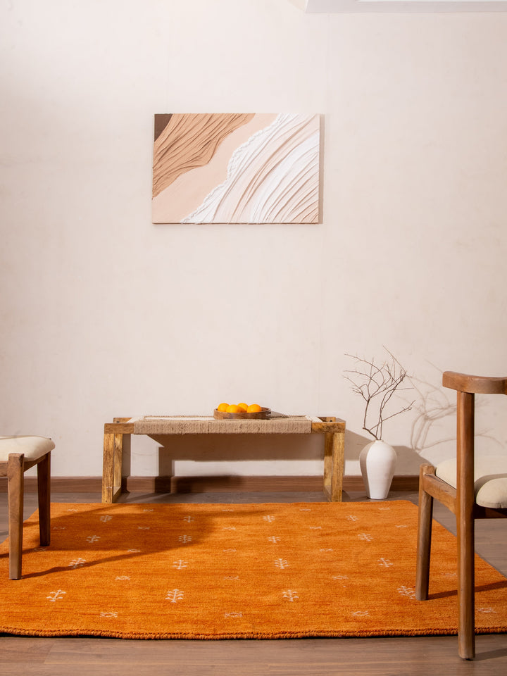 Hand-Knotted Wool Contemporary Rug – Minimal Motif Design