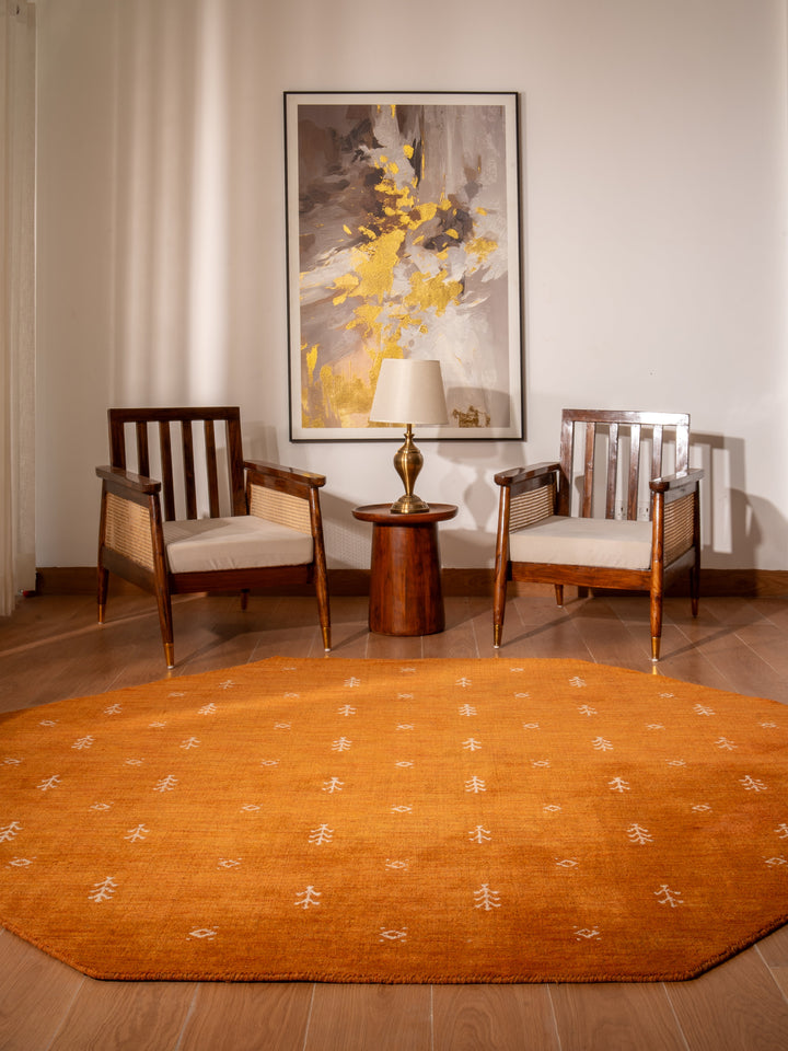 Hand-Knotted Wool Contemporary Rug – Minimal Motif Design