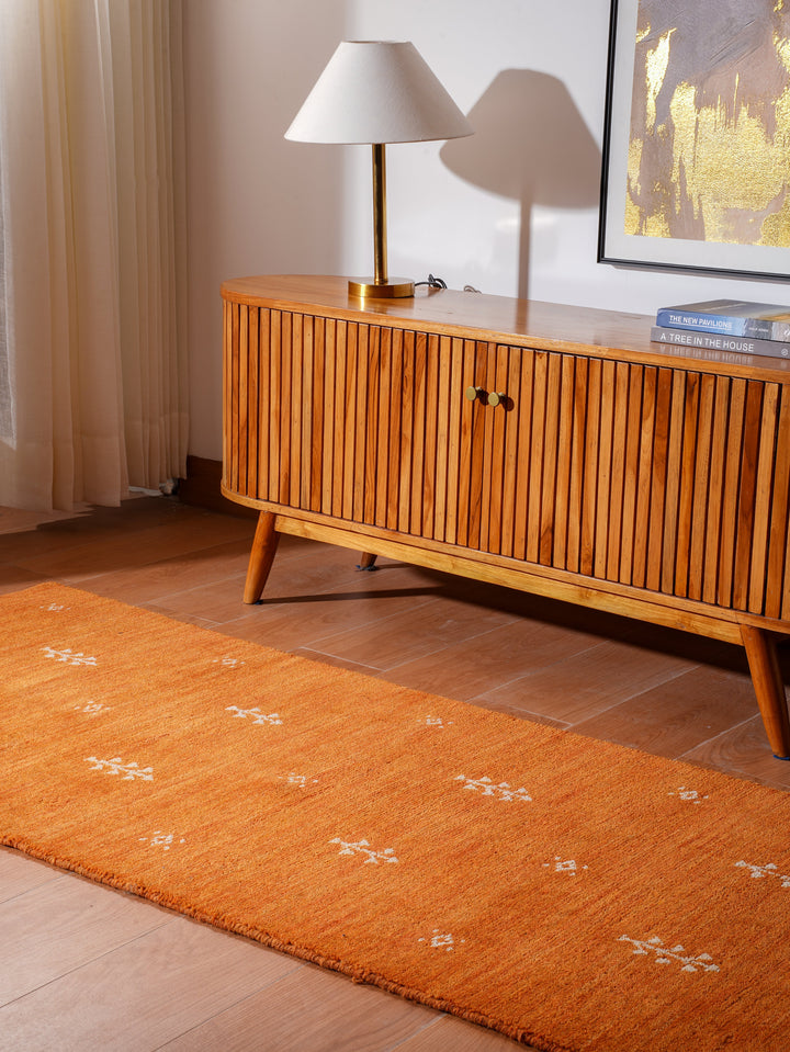 Hand-Knotted Wool Contemporary Rug – Minimal Motif Design