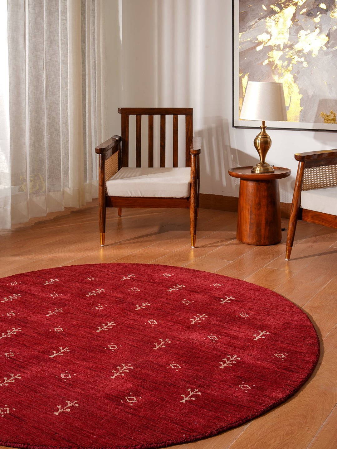 Hand-Knotted Wool Contemporary Rug – Minimal Motif Design