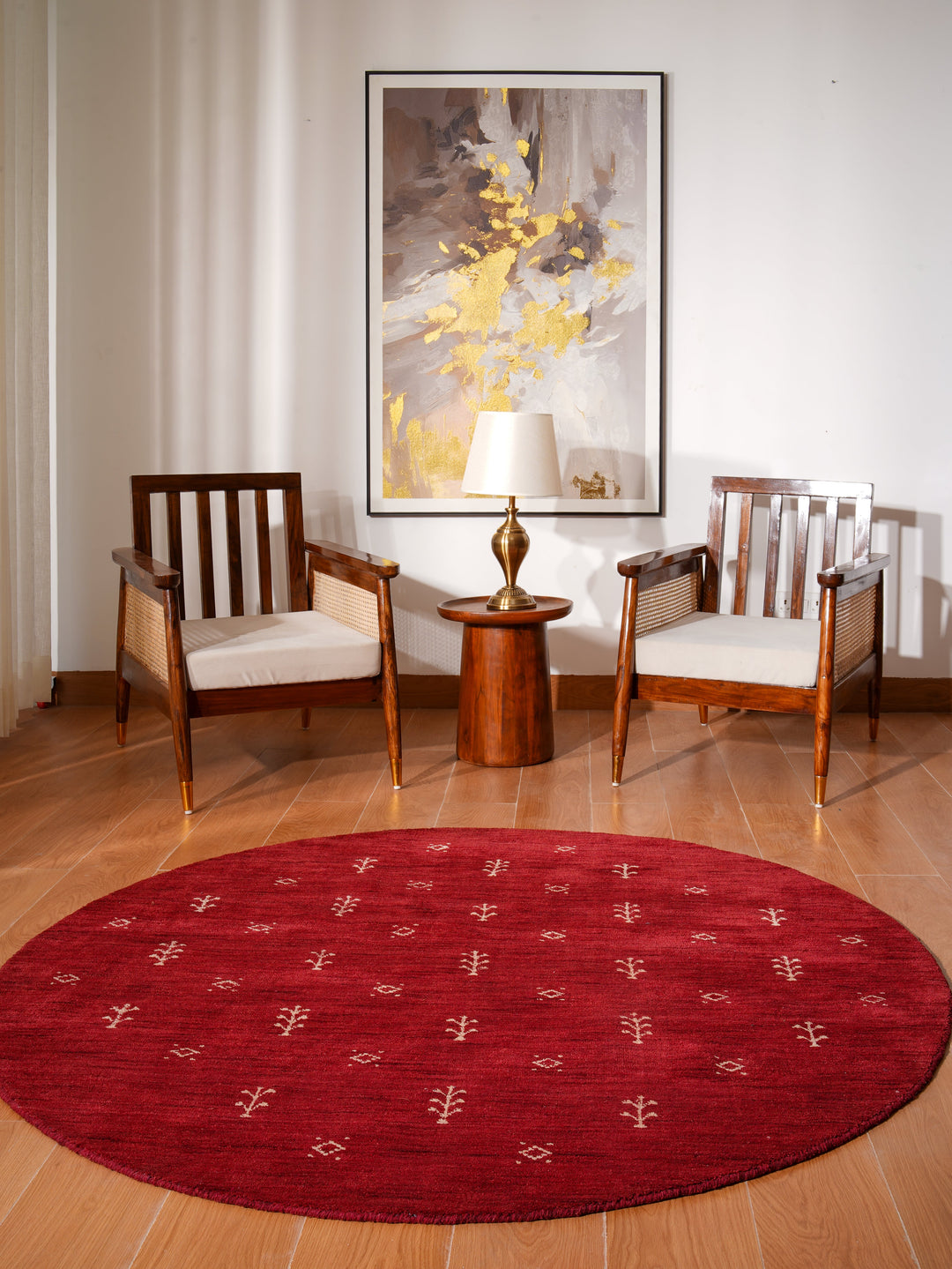 Hand-Knotted Wool Contemporary Rug – Minimal Motif Design