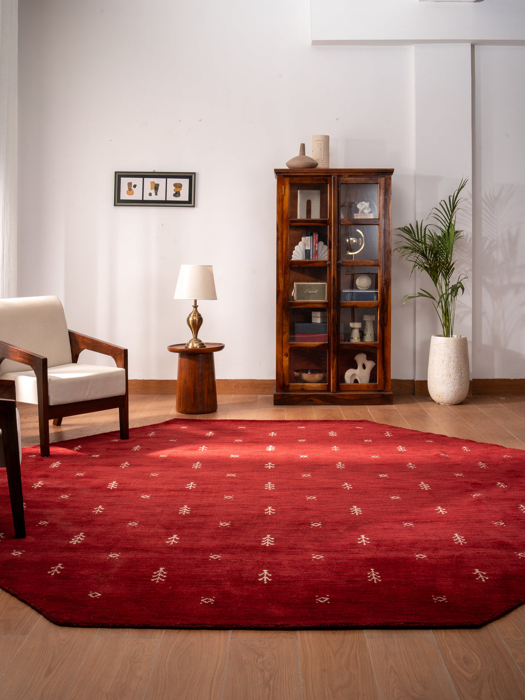 Hand-Knotted Wool Contemporary Rug – Minimal Motif Design