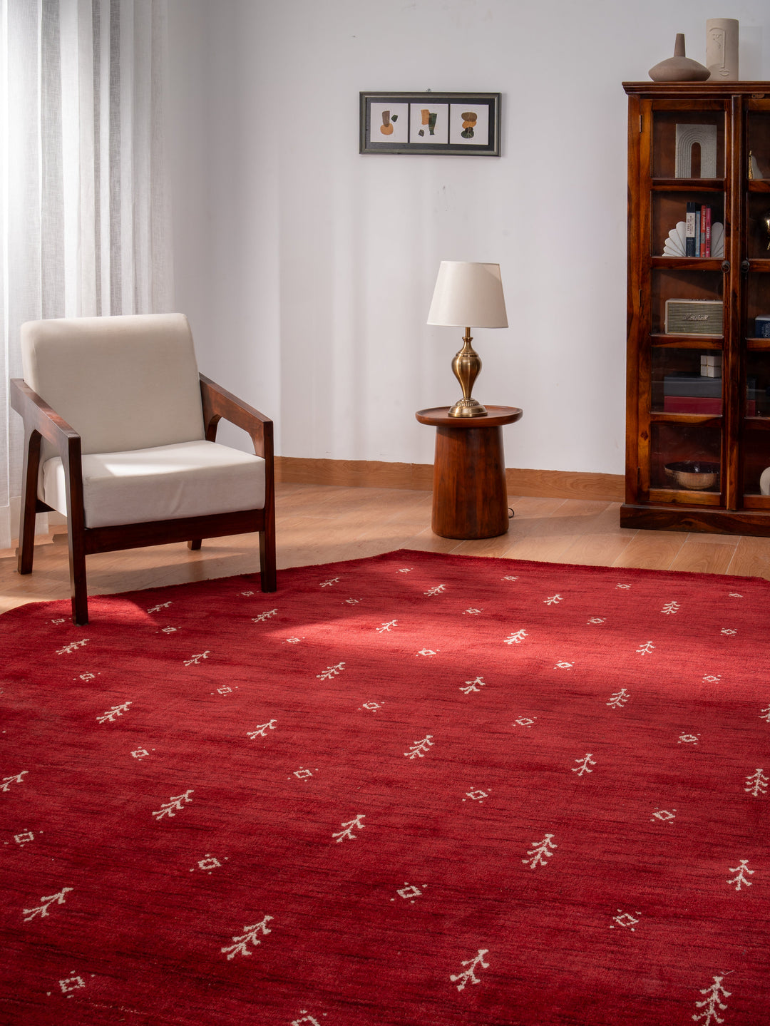 Hand-Knotted Wool Contemporary Rug – Minimal Motif Design