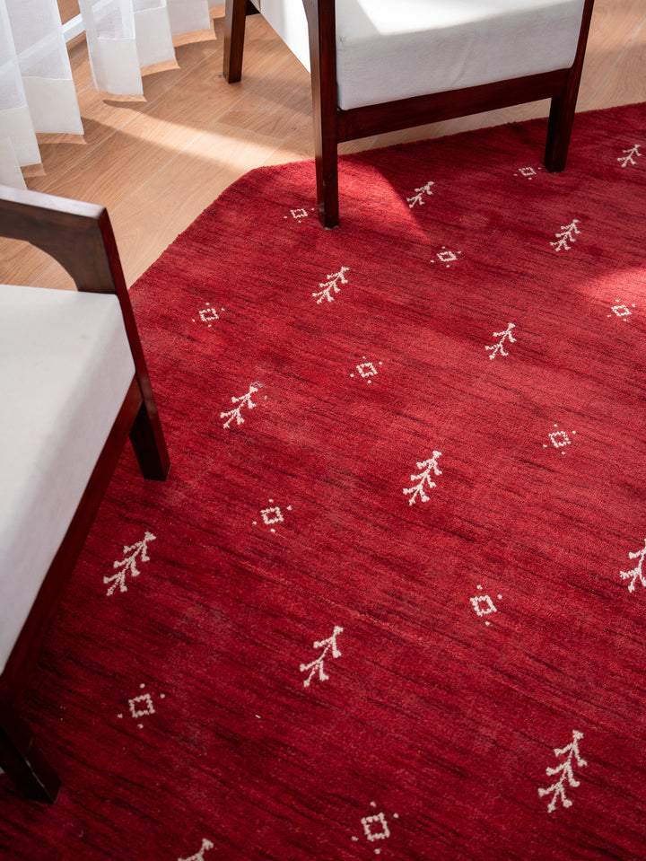 Hand-Knotted Wool Contemporary Rug – Minimal Motif Design