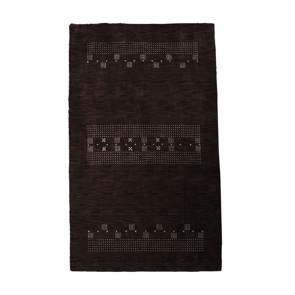 Hand Knotted Wool Area Rug Contemporary Brown L00504