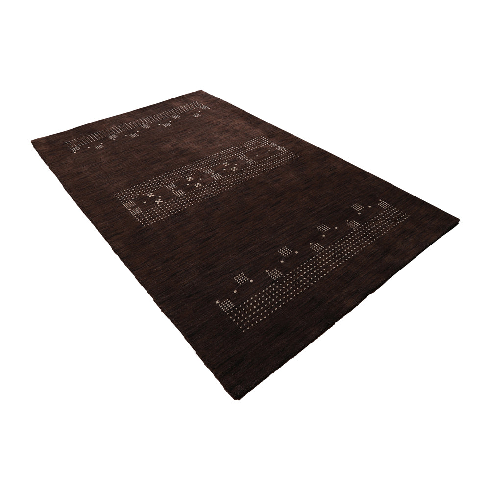 Hand Knotted Wool Area Rug Contemporary Brown L00504