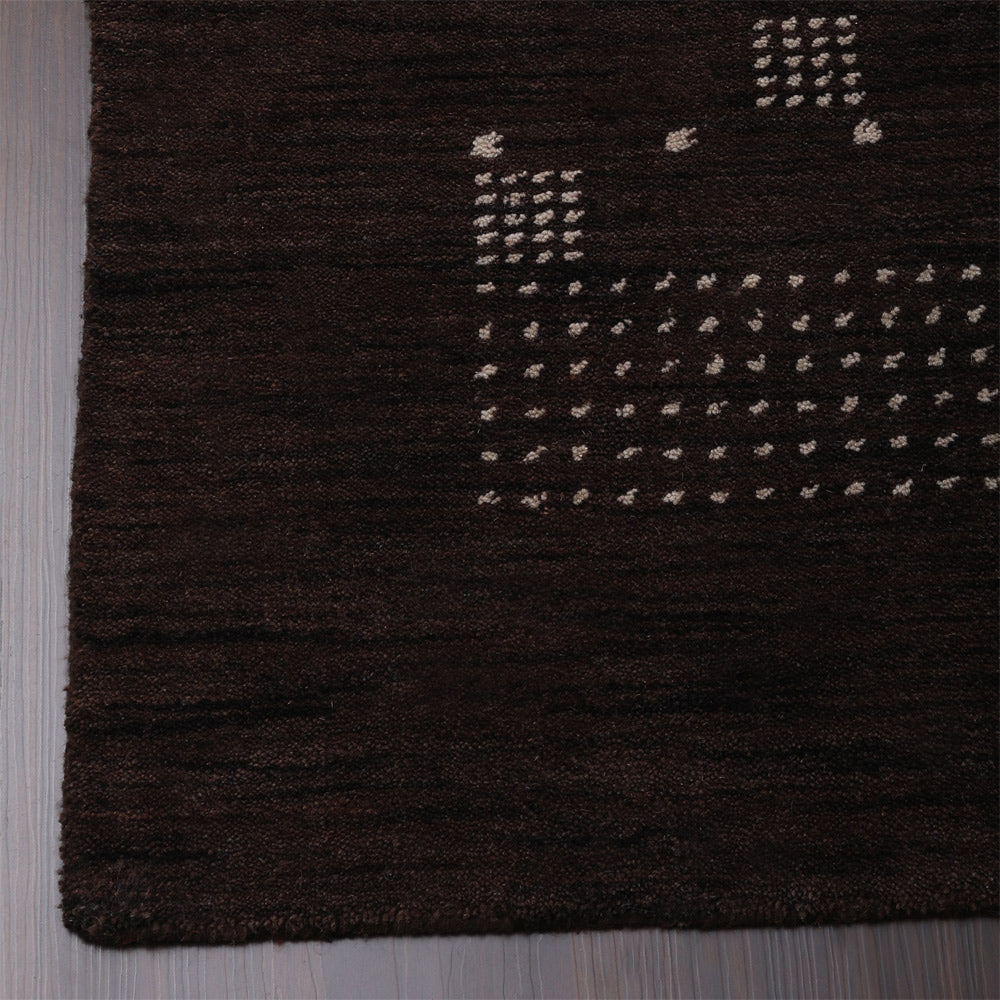Hand Knotted Wool Area Rug Contemporary Brown L00504
