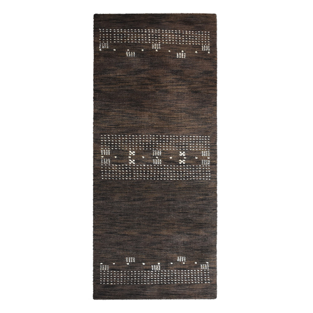 Hand Knotted Wool Area Rug Contemporary Brown L00504