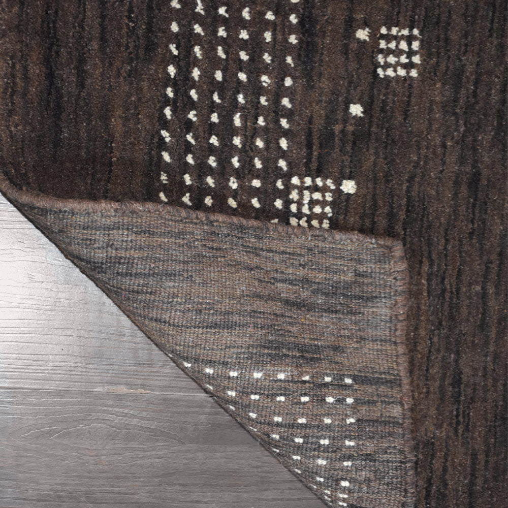 Hand Knotted Wool Area Rug Contemporary Brown L00504