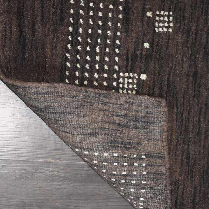 Hand Knotted Wool Area Rug Contemporary Brown L00504
