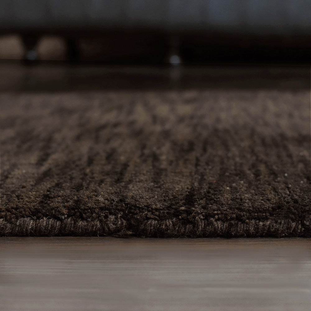 Hand Knotted Wool Area Rug Contemporary Brown L00504