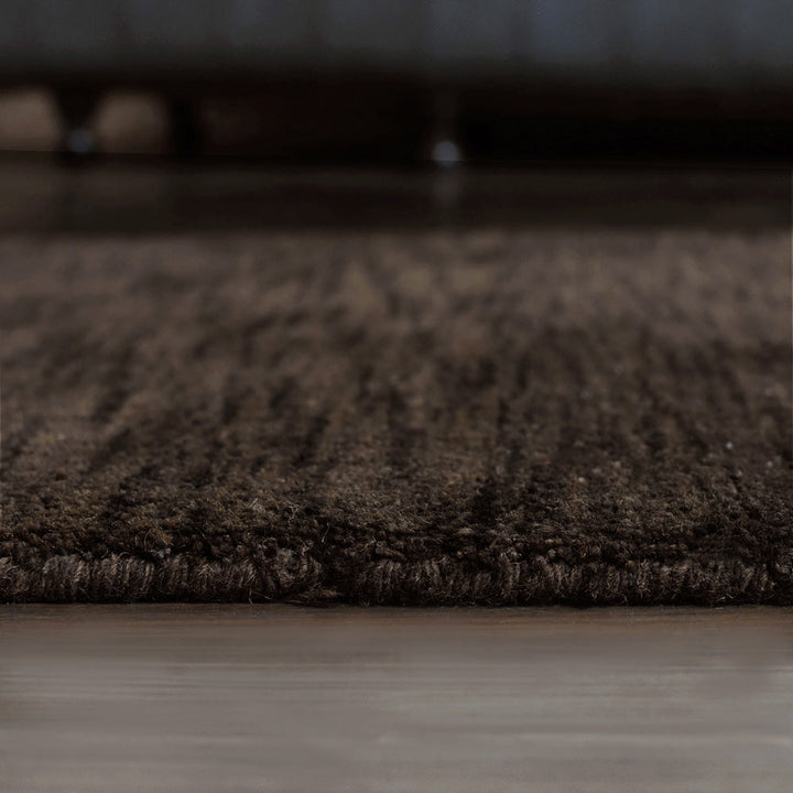 Hand Knotted Wool Area Rug Contemporary Brown L00504