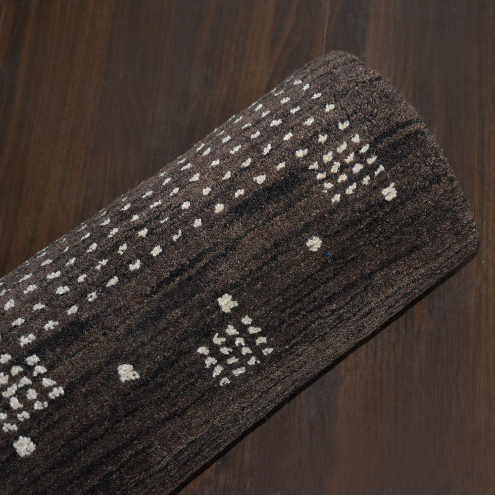 Hand Knotted Wool Area Rug Contemporary Brown L00504