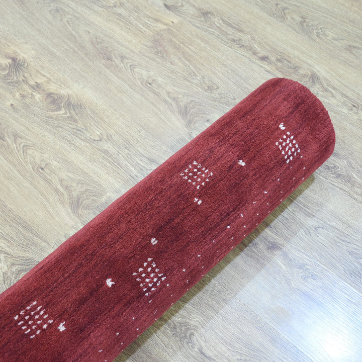 Hand Knotted Wool Area Rug Contemporary Brown L00504